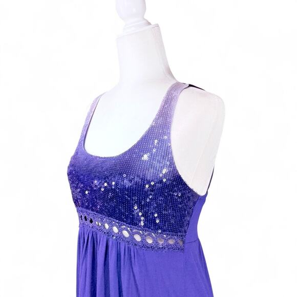 Charlotte Russe Babydoll Mini Sequin Crochet Dress L Purple Whimsigoth Fairy Y2K - Picture 3 of 14